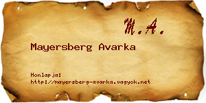 Mayersberg Avarka névjegykártya
